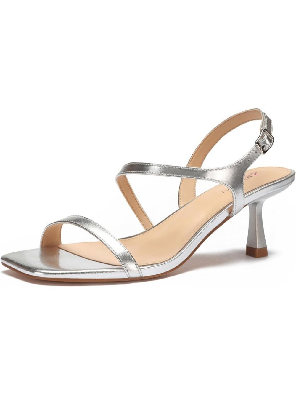 Women's Silver Adjustable Ankle Strap with Comfort and Elegant Heels Sandals